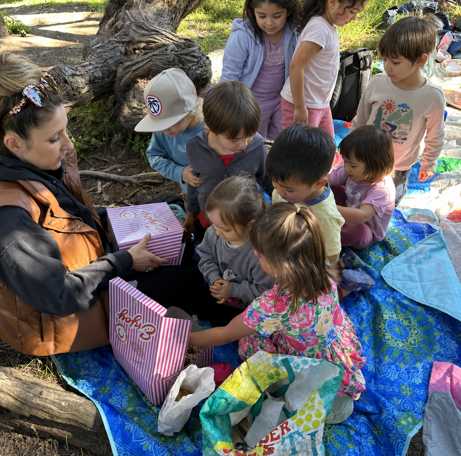 Children huddled together in the winter sun, carefully layering insulation inside their handmade butterfly sanctuaries.